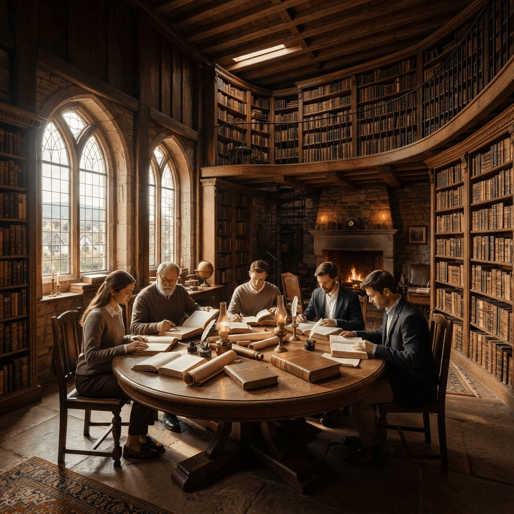 Conceptual rendering of the Sanctum Grand Codex library and constitutional study chamber